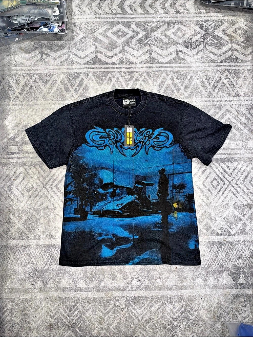 Godspeed Men's Graphic Tee in Black & Blue Size Large NWT